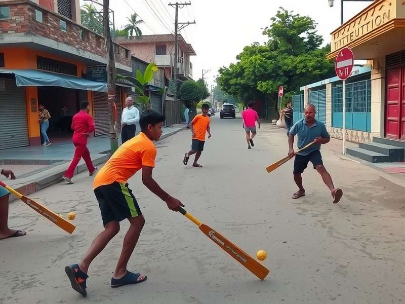 Gully Cricket tournament in an Indian neighborhood